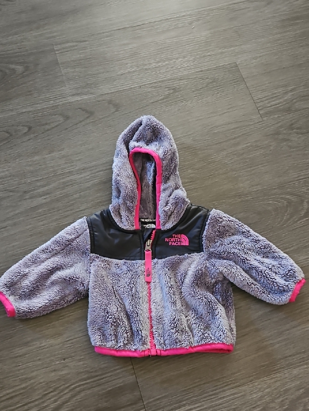 The North Face Lavender Fuzzy Hooded Jacket with Pink Accents
